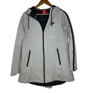 Nike Gray Aeroloft Parka Hooded Lined Full Zip Goose Down Jacket Size M Women's